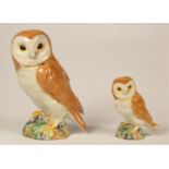 A Beswick model of an owl, HN1046, together with a smaller example. (2)