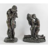 A pair of Crosa bronzed resin figures to include a 2001 standing lovers figure 38cm tall and a