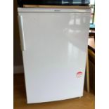 A Blomberg upright freezer, one shelve and two drawers, 84cm tall, 55cm deep