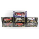 Six boxed Burago 1:18 scale diecast models to include - Mercedes 500K roadster, Ferrari 250