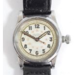 Oyster Raleigh mid-size stainless steel wristwatch, circa 1942, silvered dial with Arabic numerals