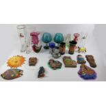 A collection of ceramics and glassware to include, a Ringtons model of a van, Japanese figurines,