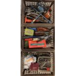 A large collection of hand tools, to include spanners, saws, chisels, hammers and other tools,