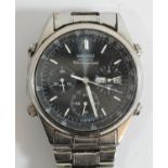 Seiko Quartz Chronograph, a stainless steel black dial gentleman's wristwatch, 7A38-706A, 441818