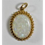 A 9ct gold mounted opal pendant, 16 x 12mm, 1.3gm