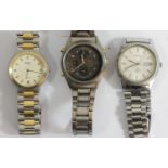 Seiko Quartz Titanium Chronograph SQ100 gentleman's wristwatch and two other Seiko quartz