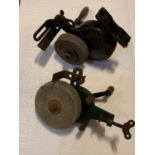 Six table top mountable grinding wheels, with clamps, from makers including Mole, Blue Knight and
