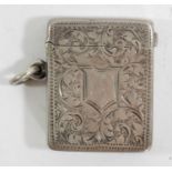A Victorian silver vesta case, Chester 1896, with engraved decoration, 27gm