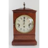 An inlaid mahogany cased Sewillis triple chime mantle clock, Westminster Whittington St Michaels