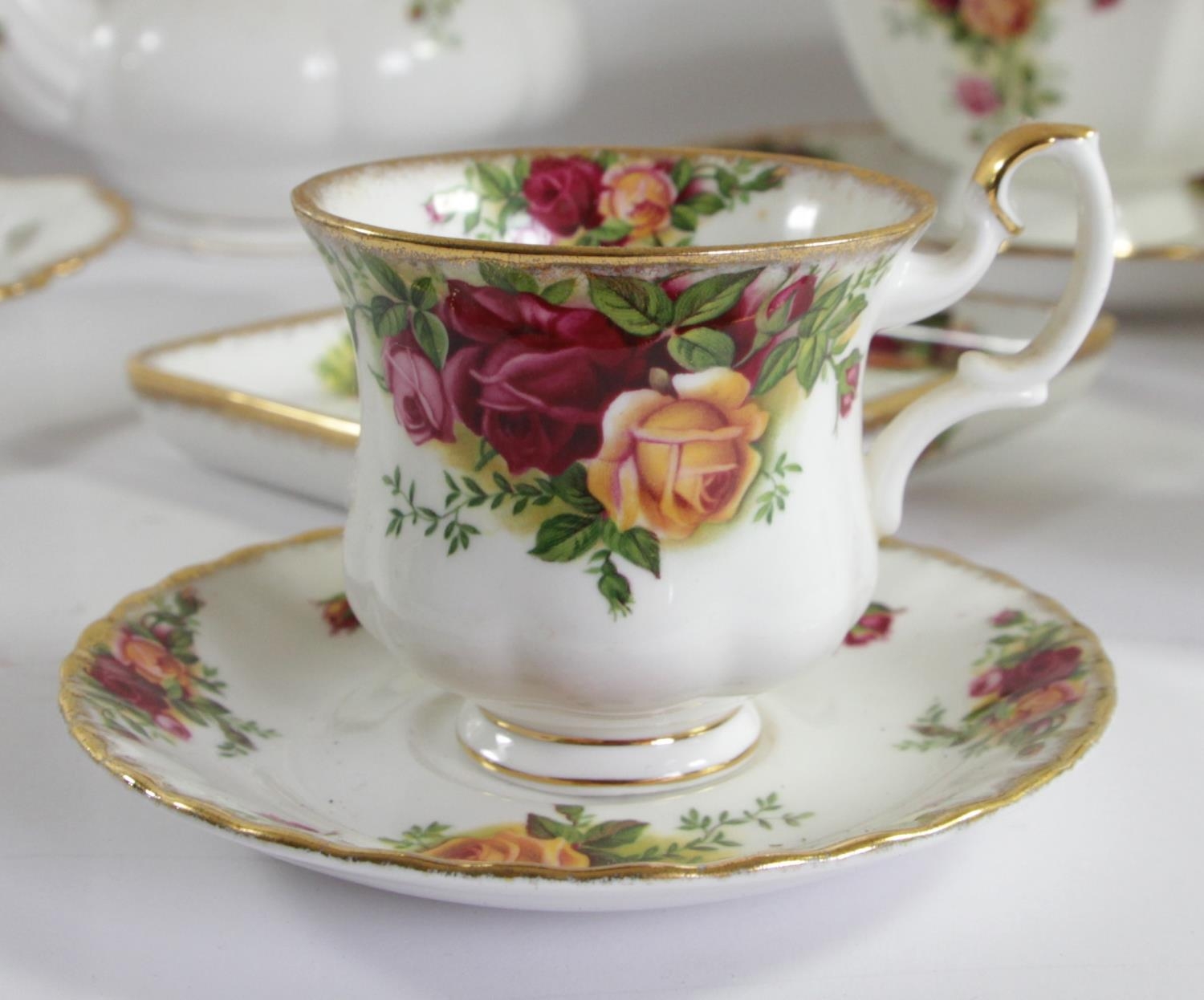 A thirty one piece tea service by Royal Albert 'Country Roses' comprising of teacups & saucers, - Image 2 of 3