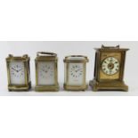A Gorge cased 8 day carriage clock striking the hours and halves on a gong - 13cm tall, together
