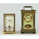 A mid 20th Century 8 day carriage clock striking to bell, retailed by H Samuel - 18cm tall, together