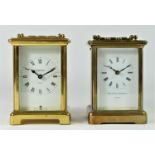 A Mathew Norman of London - 8 day carriage clock, brass cased, bevel edge glass panels with white