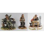 A Capodimonte figurine of a hobo seated on a bench, created by D.Bonalberti, makers mark to base,