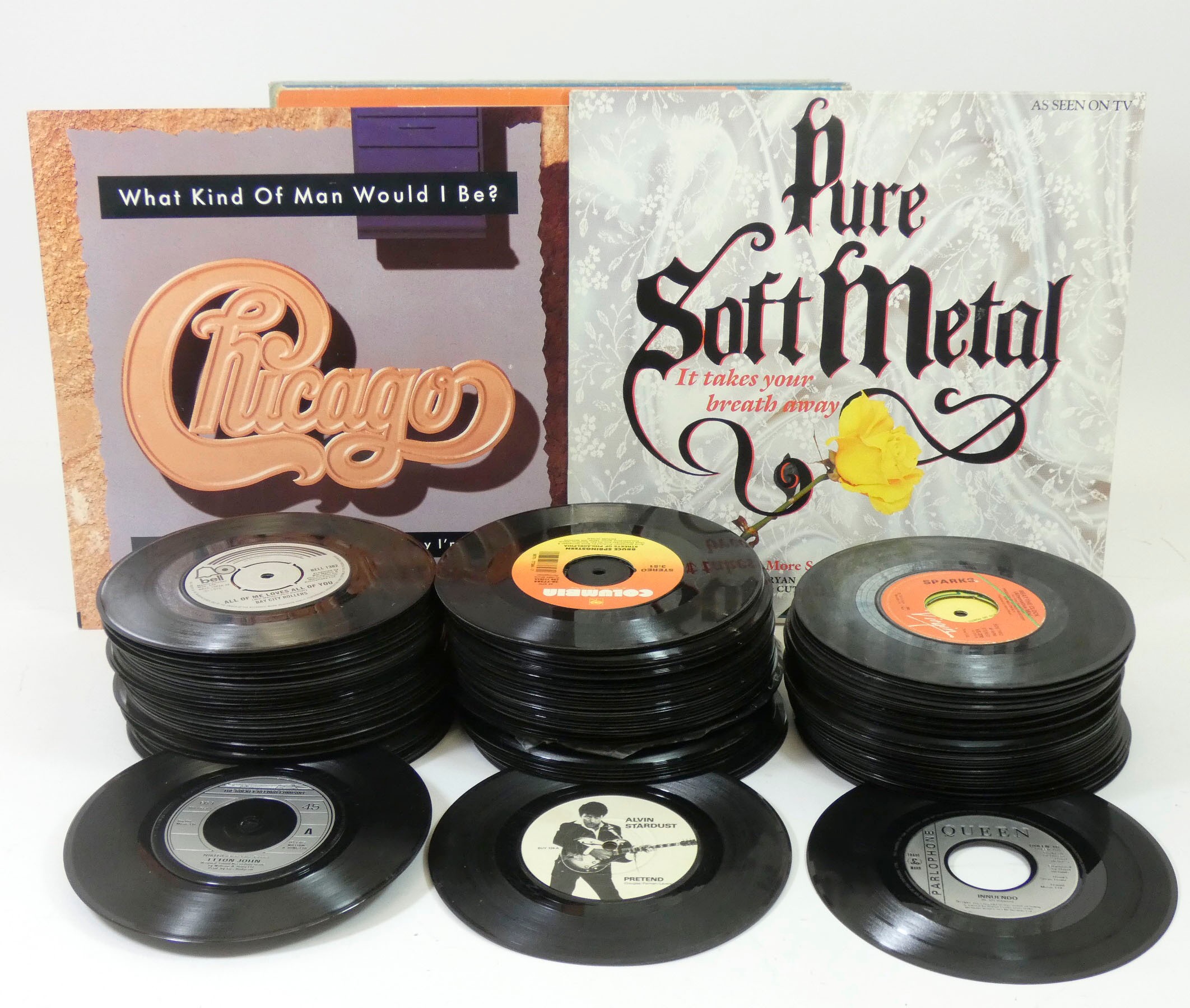 A collection of LPs, singles and compilations, including artists such as Elvis, Bon Jovi, The