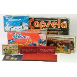 A collection of eleven play sets, including a Disney trainset, Capsela construction kit and others