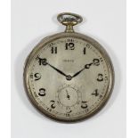 Revue, an 800 standard silver open face keyless wind pocket watch, 17 jewel, spares or repair