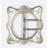 A silver belt buckle, by Walker & Hall, Sheffield 1907, 7 x 7cm, 47.5gm