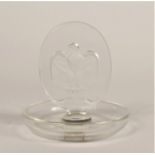 A Lalique bicentennial pin dish, decorated with American eagle 1776-1976, ht 9.5cm, signed, original