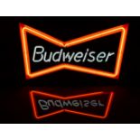 A neon sign, Budweiser, c.1990s, mounted power supply and wall brackets, 72cm x 42cm