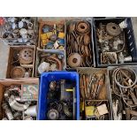 A large collection of sundry motorcycles spares to include pistons, M20 oil tank, horns and