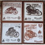 Moto Storiche Ceramic tiles x 4, 32 x 32 cm. Ex Bonhams Morbidelli auction