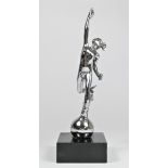 A chrome car mascot in the form of Mercury, by A. E. Lejeune Ltd, stamped AEL, lacking caudicus,