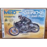 Moto Storiche 1993 Motorcycle Poster, framed, 70 x 100cm, together with a matching ceramic tile,