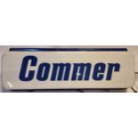 A Commer showroom illuminated hanging Perspex sign