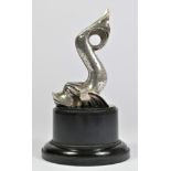 A chrome car mascot in the form of a sea serpent, stamped Malta, AEL, Augustine & Emile Lejeune,