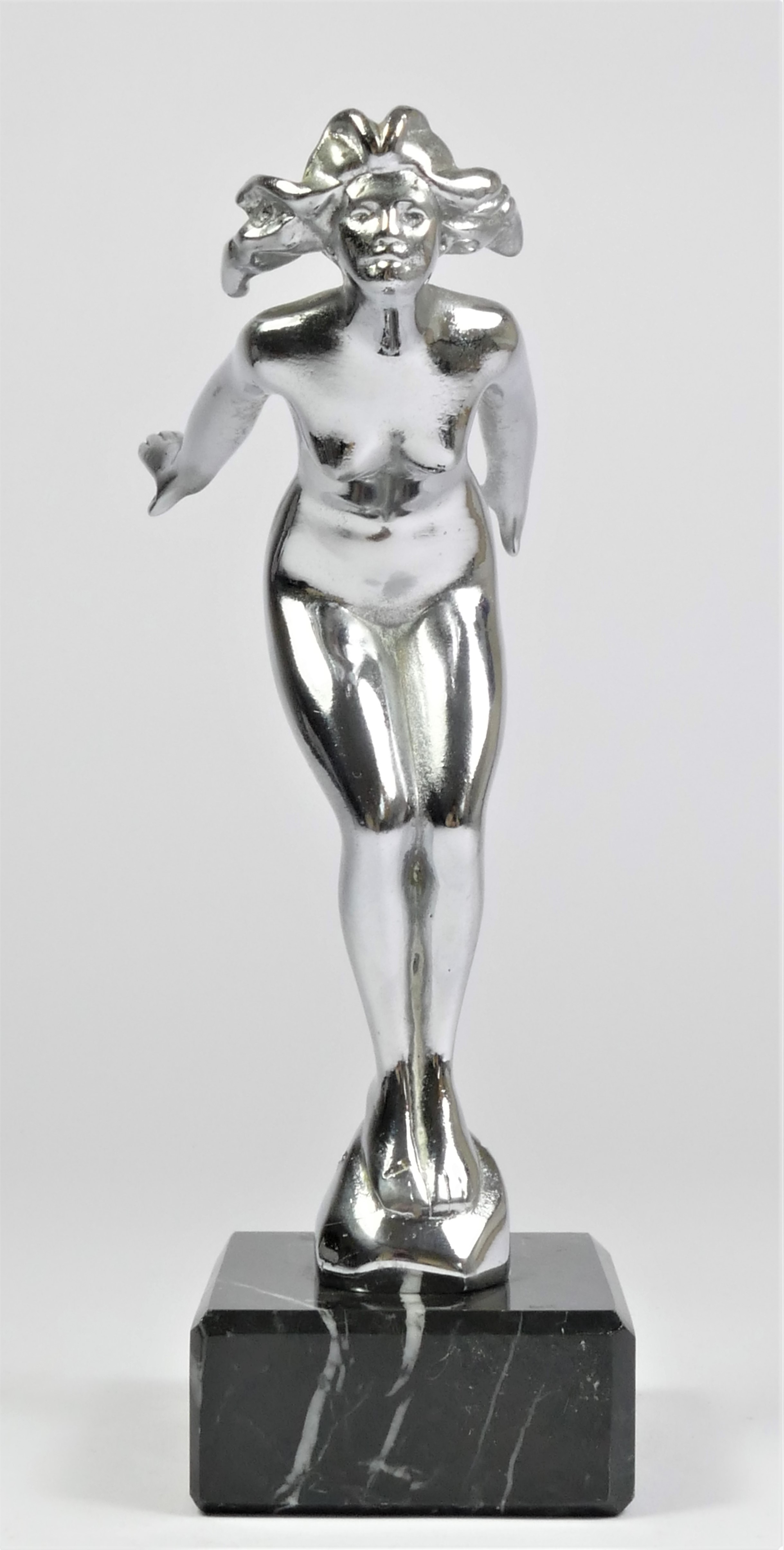 A chrome plated car mascot, Speed Nymph' after A. E. Lejeune Ltd , modelled as a nude female with - Image 2 of 2