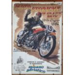 Moto Storiche 1984 Motorcycle Poster, framed, 70 x 100cm, together with a matching ceramic tile,