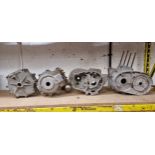 Four crankcases, BSA C15 23379 and 1416 and two other cases