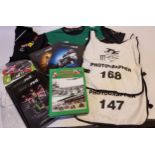 Two 20144 TT Photographer bibs, History of Ulster Road Racing, signed by Ian Paisley and Eddie