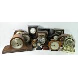 A collection of carriage, mantle, travelling and slate clocks including brands such as Metamec,
