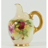 A Royal Worcester flatback jug c1900's, depicting wild roses with good embellishment, signed by