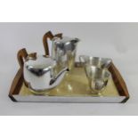 A 1950's five piece Picquot/Newmaid ware tea service, comprising of teapot, coffee pot, milk jug,