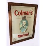 A Colman's Mustard mirror, depicting a portrait of a king, with Colman's branding, 65cm x 91cm x 3cm