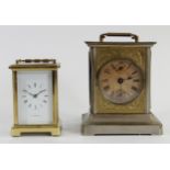 A Junghans alarm carriage clock with manual wind musical movement c1890 - 1905 - H: 15cm, together