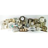 A collection of carriage, crystal and mantle clocks, to include an Enfield, Alexander Clark and