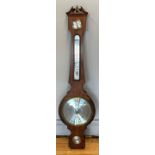 A Comitti of London, wall hanging banjo shape barometer, thermometer and hydrometer, 96cm,