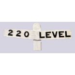 A wooden gradient sign, 220/level, 55 x 124cm