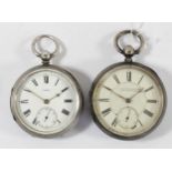 A Victorian silver fusee pocket watch, Chester 1882 and a S. Lichtenstein, Manchester, a Victorian