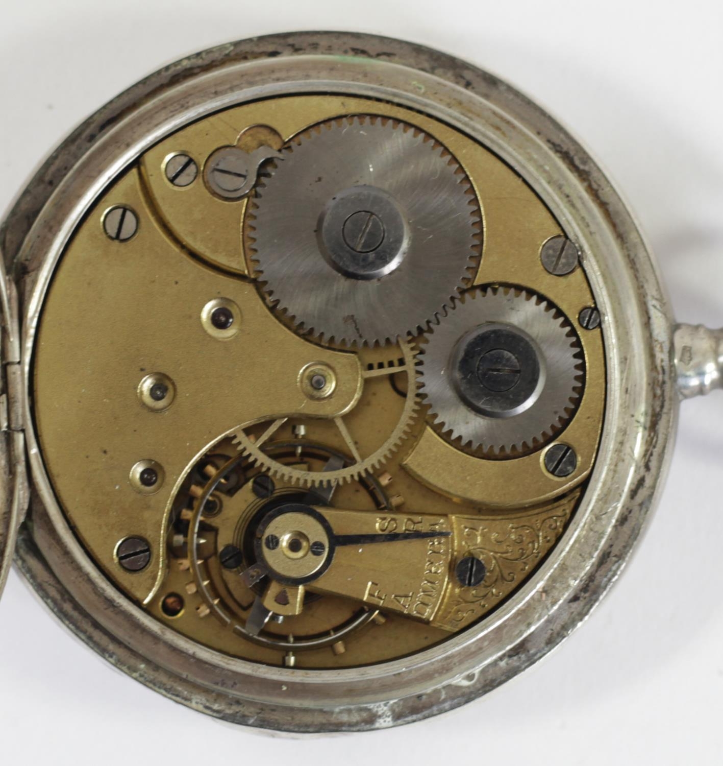 Omega, a silver keyless wind open face pocket watch, tested as silver, dust cover Omega Grand Prix - Image 2 of 6