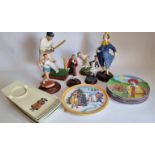 A collection of Cavalcade handmade figurines, to include two cricketers, court judge, newspaper