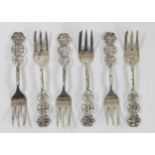 A Hong Kong silver set of six pastry forks, 69gm