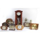 Elliott of London 8 day mantle clock, circa 1950s, oak cased, silvered dial with roman numerals,