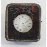 A Victorian silver and tortoiseshell pocket watch easel case, London 1896, containing a 0.935