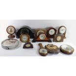 A collection of clocks in four boxes, to include anniversary, carriage and lantern mantel clocks,