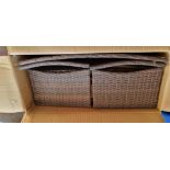 A 4pcs Rattan garden set , brown, consisting of table, two arm chairs and a sofa, in box PLEASE NOTE